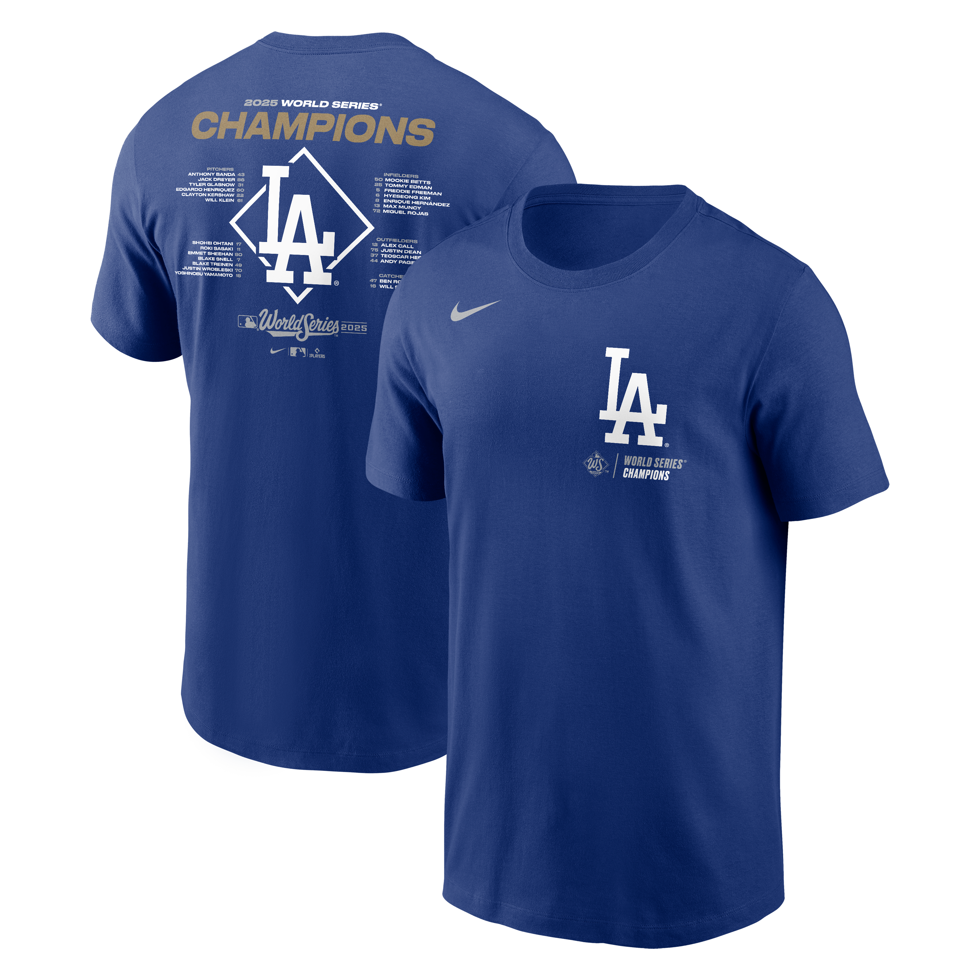 Los Angeles Dodgers Nike 2025 World Series Champions Roster T 