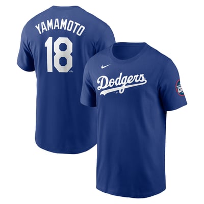 Yoshinobu Yamamoto Los Angeles Dodgers Nike 2025 MLB World Tour: Tokyo Series Name & Number T-Shirt - Royal