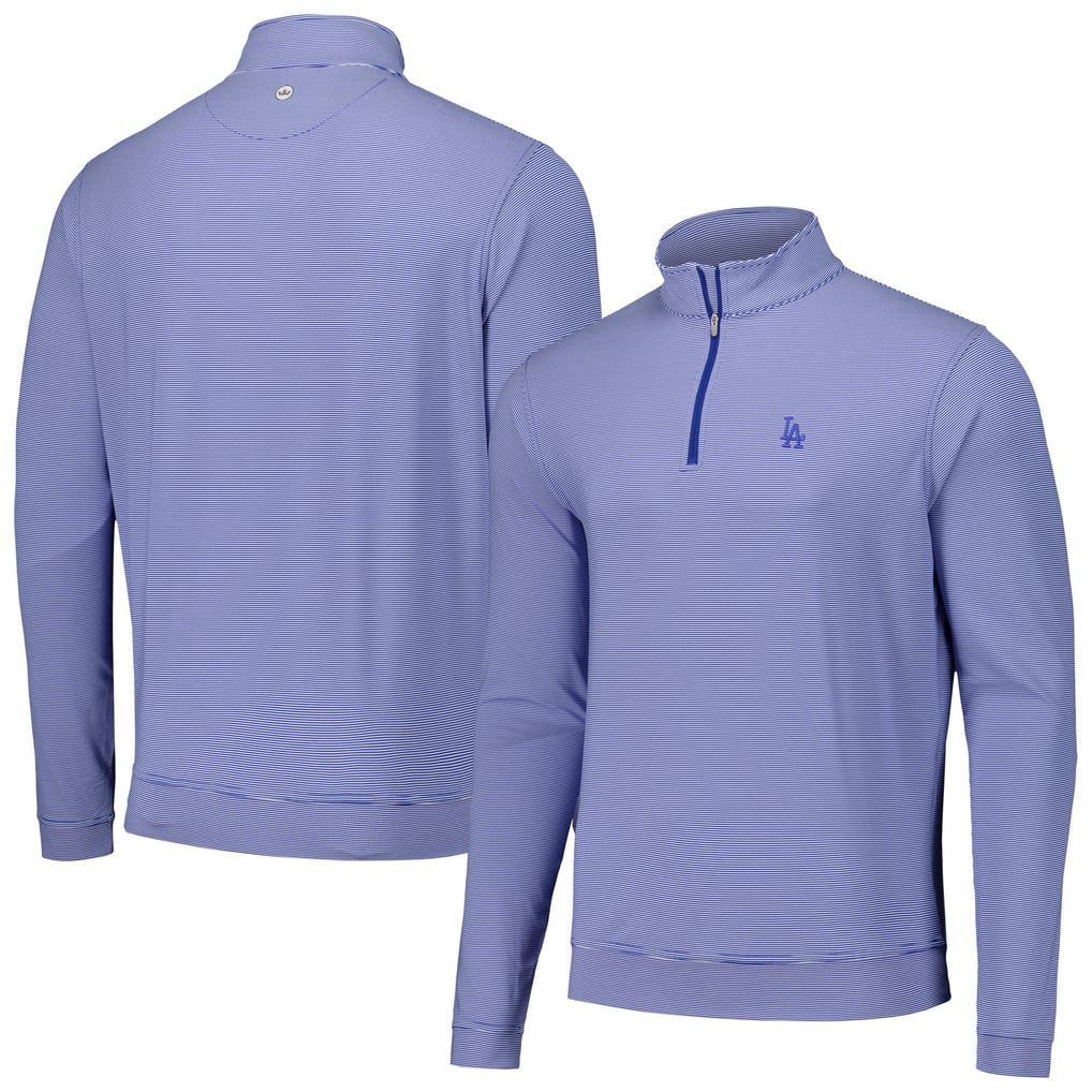 Los Angeles Dodgers Peter Millar Perth Sugar Stripe Performance Quarter-Zip Top - Royal
