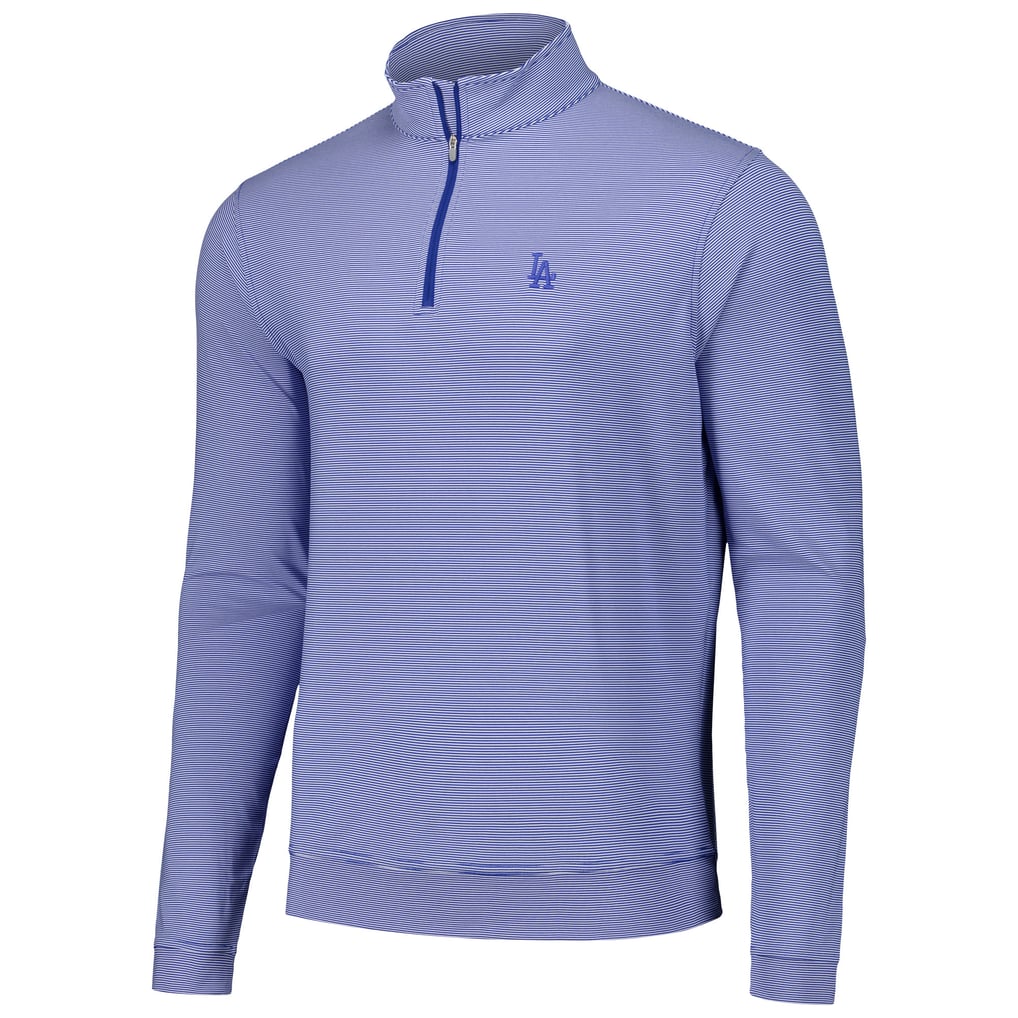 Los Angeles Dodgers Peter Millar Perth Sugar Stripe Performance Quarter-Zip Top - Royal
