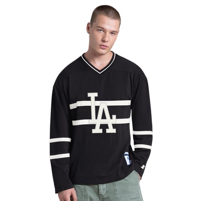 Los Angeles Dodgers Starter Line Up Long Sleeve V-Neck T-Shirt - Black