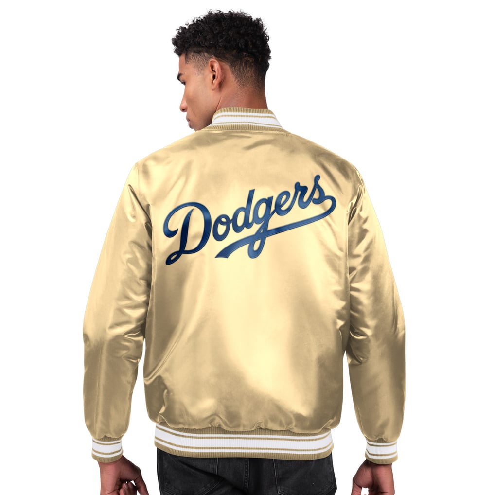 Los Angeles Dodgers Starter Locker Room Satin Full-Snap Varsity Jacket - Tan