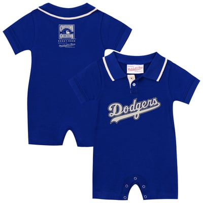 Los Angeles Dodgers Mitchell & Ness Newborn & Infant Cooperstown Collection Retro Roots Rugby Romper - Royal