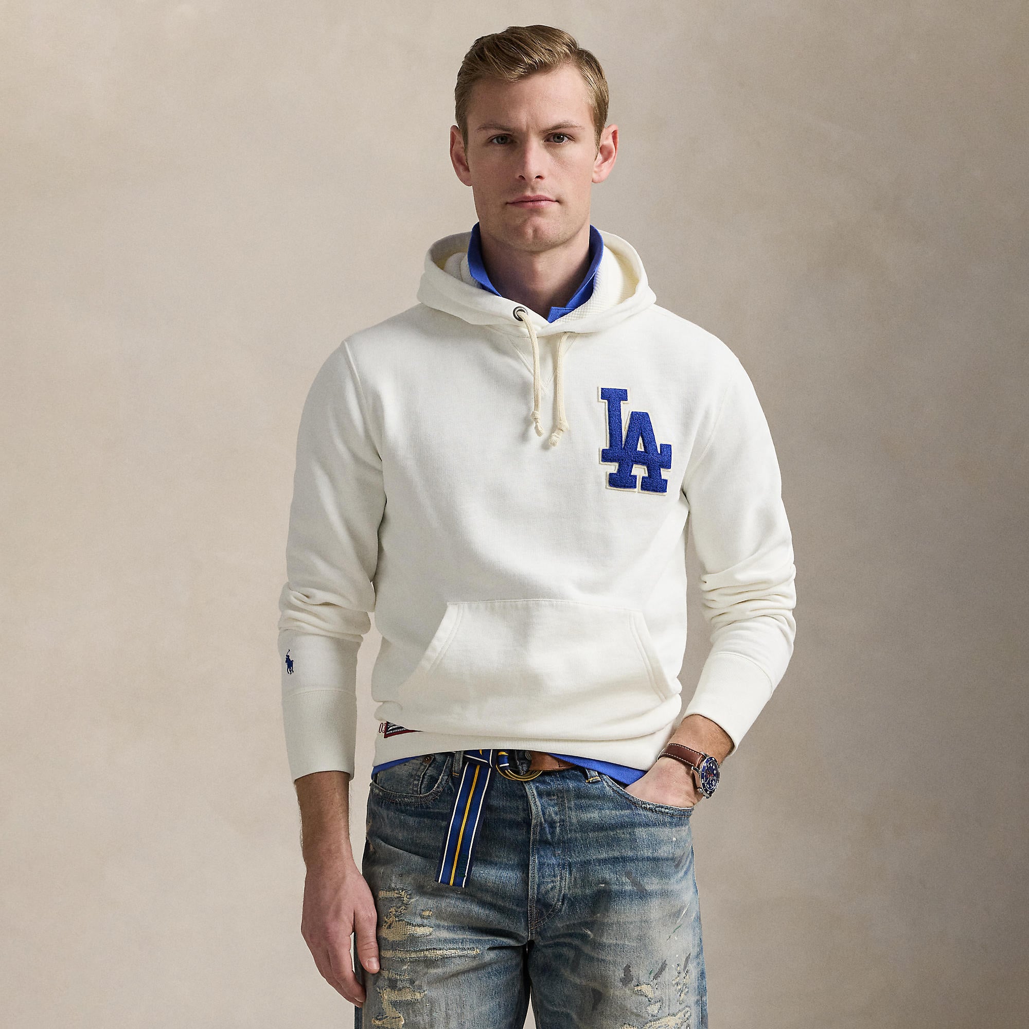 Dodgers Polo Ralph Lauren White Fleece Hoodie