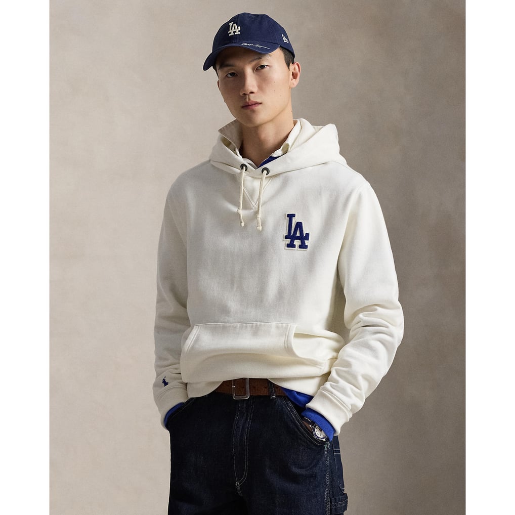 Dodgers Polo Ralph Lauren White Fleece Hoodie