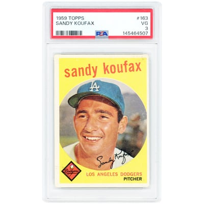 Sandy Koufax Los Angeles Dodgers 1959 Topps #163 PSA Authenticated 3 Card 