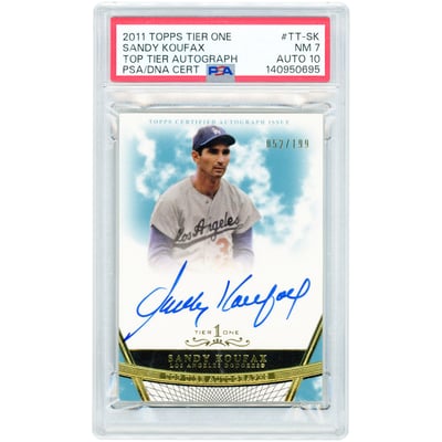Sandy Koufax Los Angeles Dodgers Autographed 2011 Topps Tier One Top Tier #TT-SK #52/199 PSA Authenticated 7/10 Card