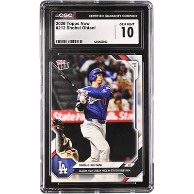 Shohei Ohtani Los Angeles Dodgers 2026 Topps Now Season-High 5 RBI in Huge in-state Rivalry Win #212 CGC Authenticated GEM MINT 10 Card