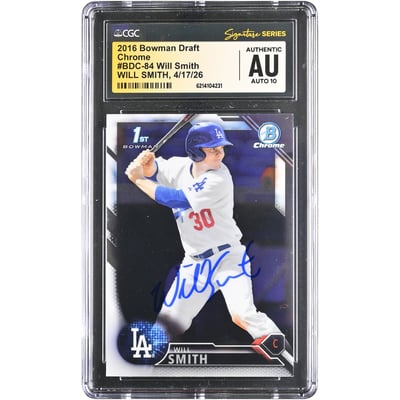 Will Smith Los Angeles Dodgers Autographed 2016 Bowman Chrome Draft #BDC-84 CGC Fanatics Witnessed Authenticated AUTO 10 Card