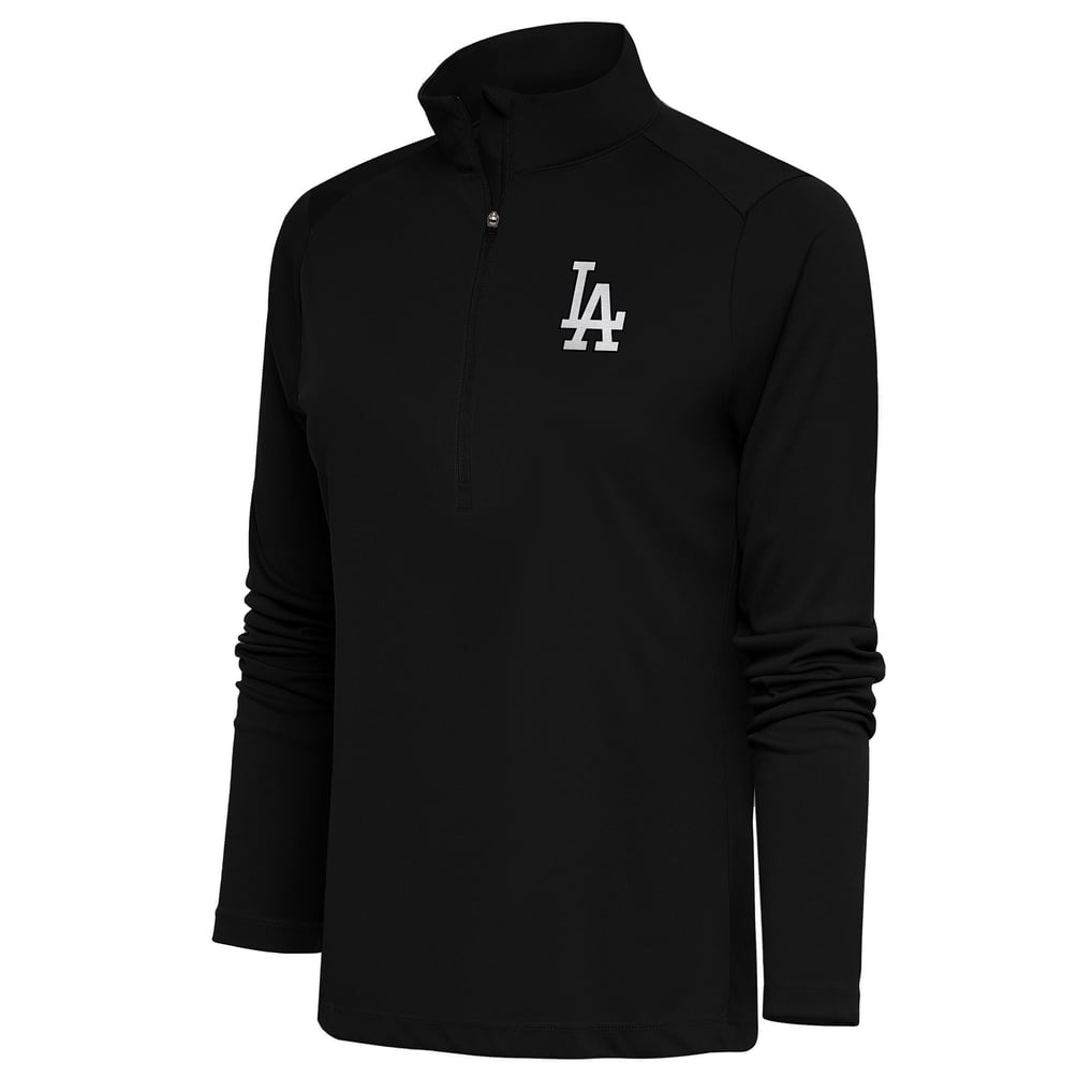  Los Angeles Dodgers Antigua Women's Brushed Metallic Tribute Half-Zip Pullover Top - Black