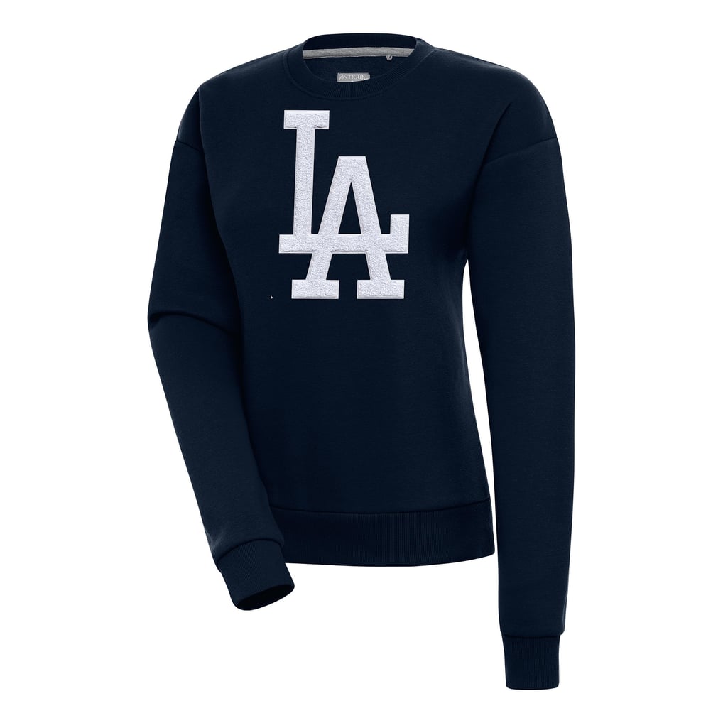  Los Angeles Dodgers Antigua Women's Victory Chenille Pullover Sweatshirt - Navy