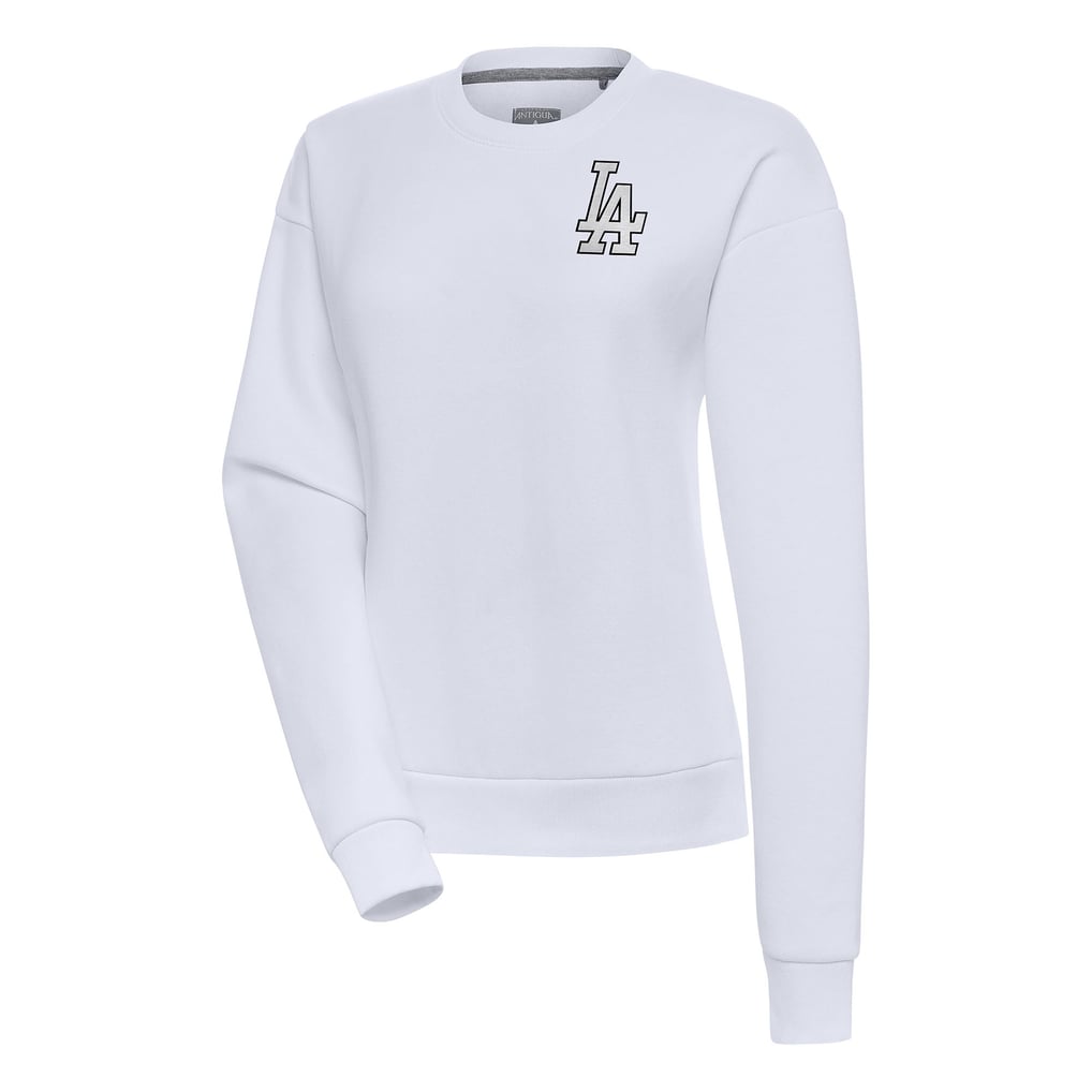  Los Angeles Dodgers Antigua Women's Brushed Metallic Victory Pullover Sweatshirt - White