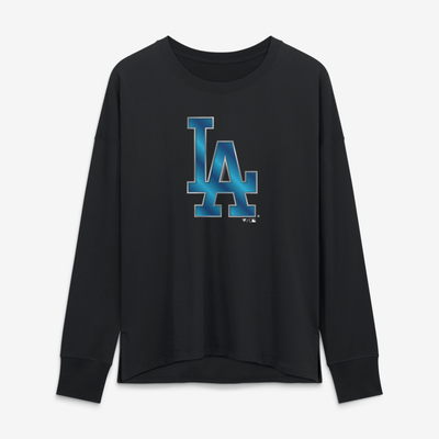 Los Angeles Dodgers Women's Forged Mascot Long Sleeve T-Shirt - Black
