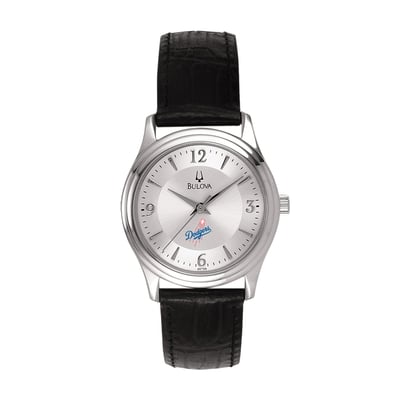 Los Angeles Dodgers Bulova Women's Leather Strap Watch - Silver