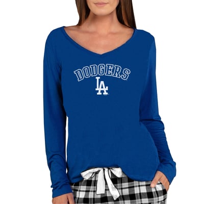 Los Angeles Dodgers Concepts Sport Women's Marathon Knit Long Sleeve V-Neck T-Shirt - Royal