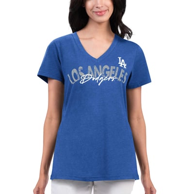 Los Angeles Dodgers G-III 4Her by Carl Banks Women's Key Move V-Neck T-Shirt - Royal