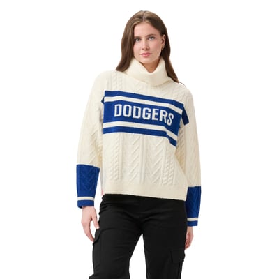 Los Angeles Dodgers Lusso Women's Susan Cowl Neck Sweater - Royal/Cream
