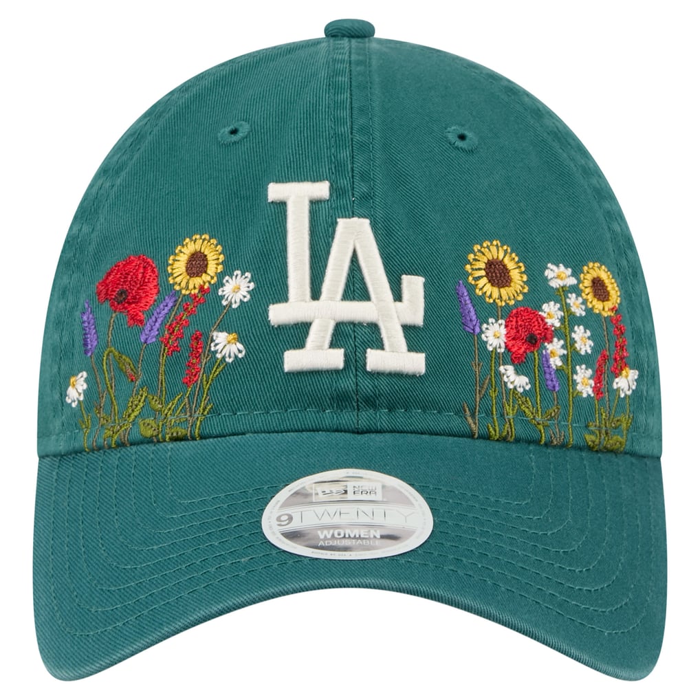 Casquette New Era 9FORTY Strapback – Los Angeles Dodgers, Motif Floral, 100% Coton, Bleu Pastel !