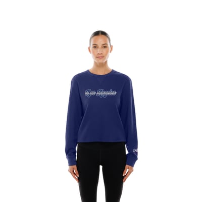 Los Angeles Dodgers New Era Women's Fan Collection Micro Thermal Boxy Long Sleeve T-Shirt - Royal