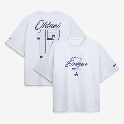 Shohei Ohtani Los Angeles Dodgers Nike Women's Premium Essentials Boxy Name & Number T-Shirt - White
