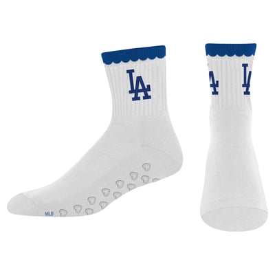  Los Angeles Dodgers PRO Compression Women's Heartshape Grippers Yoga-Pilates Quarter Socks - White