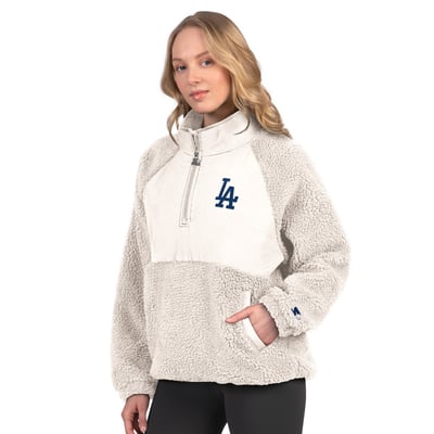  Los Angeles Dodgers Starter Women's Sherpa Quarter-Zip Jacket - Cream
