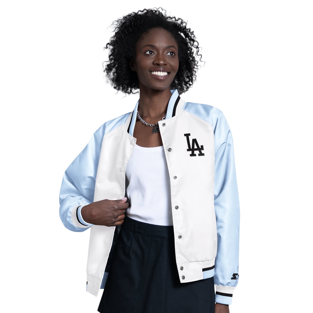 Los Angeles Dodgers Starter Women's Blitz Varsity Raglan Full-Snap Satin Jacket - Light Blue/White