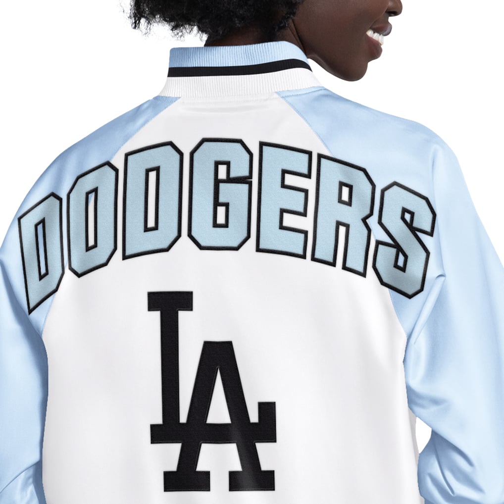Los Angeles Dodgers Starter Women's Blitz Varsity Raglan Full-Snap Satin Jacket - Light Blue/White