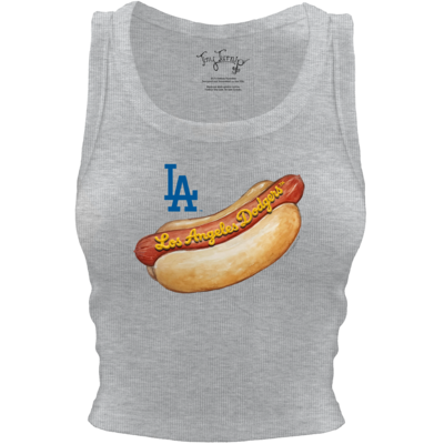 Los Angeles Dodgers Tiny Turnip Women's Hot Dog Cropped Tank Top - Gray