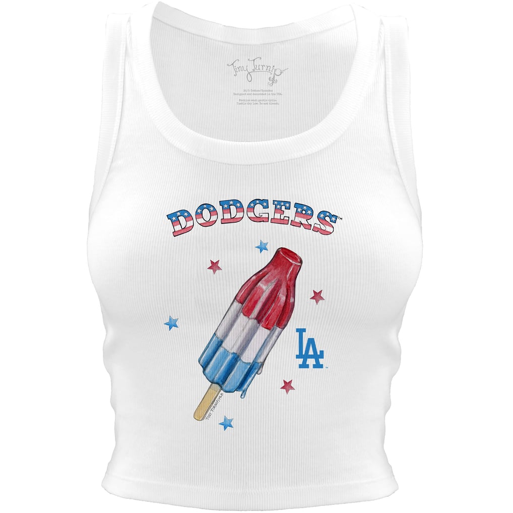 Los Angeles Dodgers Tiny Turnip Women's Rocket Pop Crop Tank Top - White