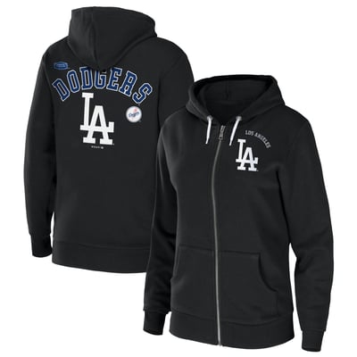  Los Angeles Dodgers WEAR by Erin Andrews Women's Full-Zip Sponge Fleece Hoodie - Black