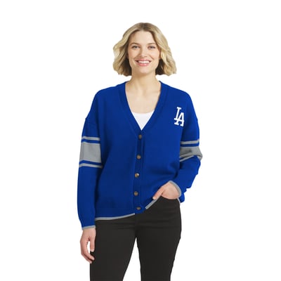 Los Angeles Dodgers WEAR by Erin Andrews Women's Button-Up Knit Cardigan - Royal