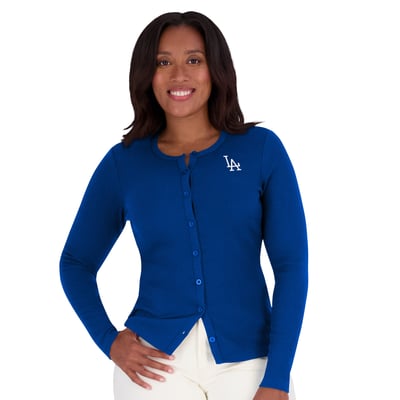 Los Angeles Dodgers WEAR by Erin Andrews Women's Rib Button-Up Sweater - Royal