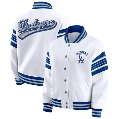 Los Angeles Dodgers WEAR by Erin Andrews Women's Full-Snap Fleece Sweatshirt Jacket - White