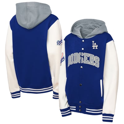  Los Angeles Dodgers Mitchell & Ness Youth Courtside Fleece Full-Snap Hoodie - Royal