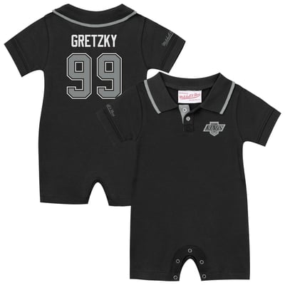 Wayne Gretzky Los Angeles Kings Mitchell & Ness Infant Retro Roots Player Rugby Romper - Black