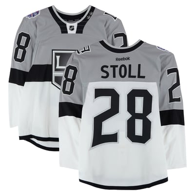 Jarret Stoll Los Angeles Kings Fanatics Authentic Practice-Used #28 White Jersey vs. San Jose Sharks on February 21, 2015 