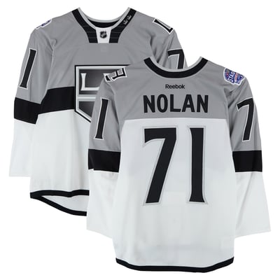 Jordan Nolan Los Angeles Kings Fanatics Authentic Practice-Used #71 White Jersey vs. San Jose Sharks on February 21, 2015 