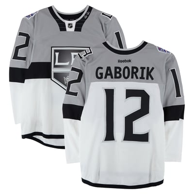 Marian Gaborik Los Angeles Kings Fanatics Authentic Practice-Used #12 White Jersey vs. San Jose Sharks on February 21, 2015 