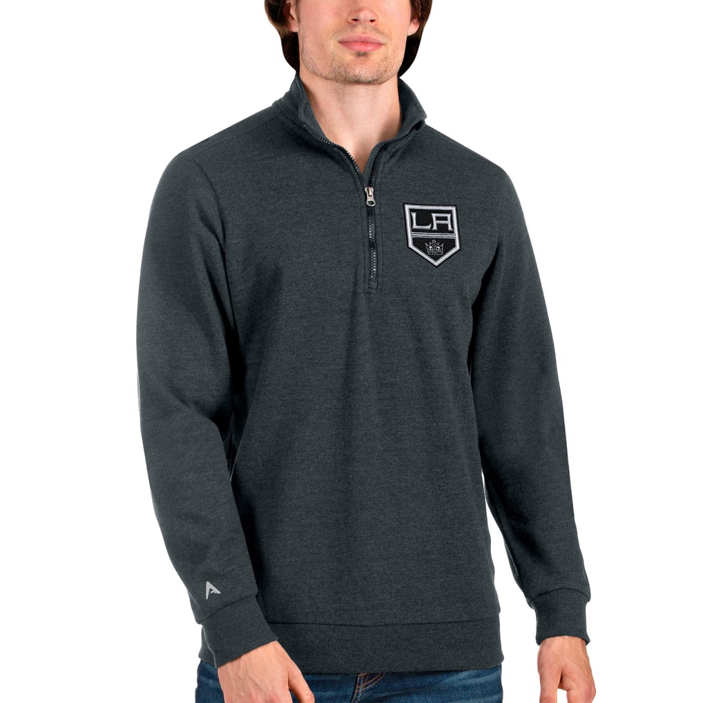 Los Angeles Kings Antigua Action Quarter-Zip Pullover Sweatshirt - Heathered Charcoal