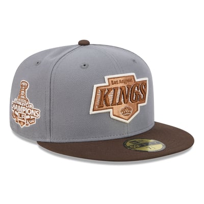 Los Angeles Kings New Era Wood Tones 59FIFTY Fitted Hat - Charcoal/Brown