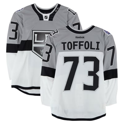 Tyler Toffoli Los Angeles Kings Fanatics Authentic Practice-Used #73 White Jersey vs. San Jose Sharks on February 21, 2015 