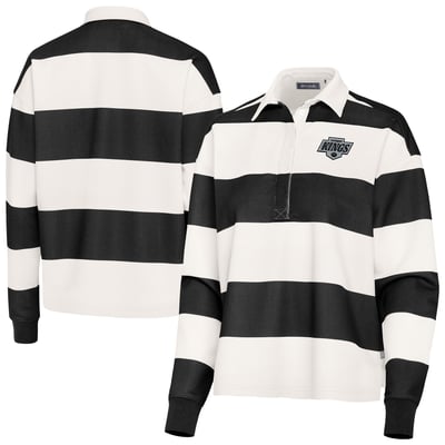 Los Angeles Kings Antigua Women's Banner Rugby Long Sleeve Polo - Black/Cream