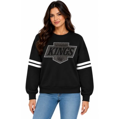 Los Angeles Kings FABGATING by Cuce Women's Ultra-Soft Crystal Fleece Sweatshirt - Black/White