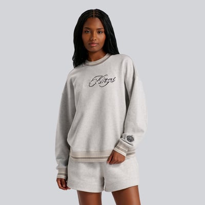 Los Angeles Kings lululemon Women's Perfectly Oversized Hip-Length Ringer Sweatshirt - Heathered Core Ultra Light Grey