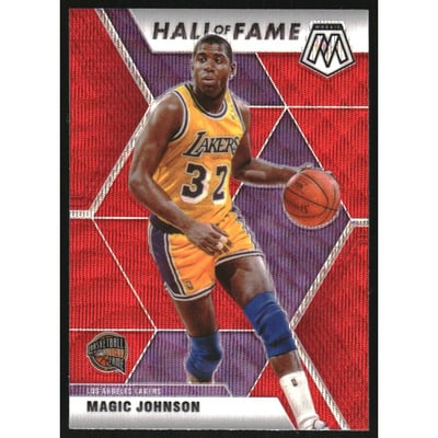 2019-20 Panini Mosaic Mosaic Red Wave #291 Magic Johnson HOF