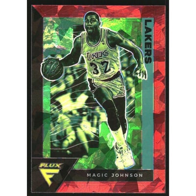 2020-21 Panini Flux Red Cracked Ice #181 Magic Johnson