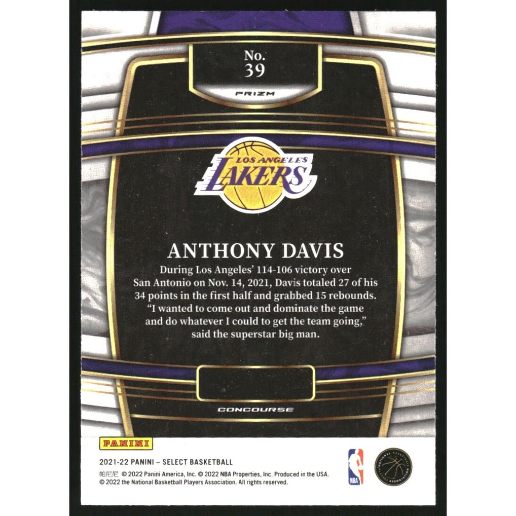 2021-22 Select Prizms Scope #39 Anthony Davis