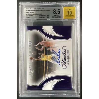 2024-25 Panini Flawless Finishes Amethyst #28 Luka Doncic Auto /3 BGS 8.5