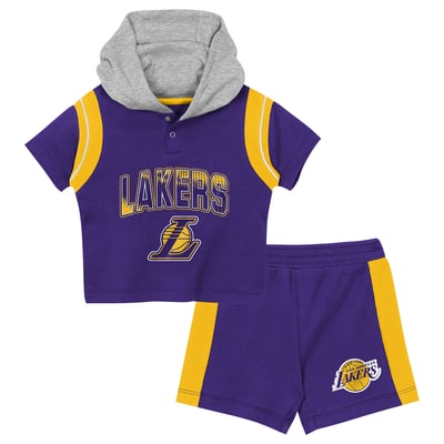 Los Angeles Lakers Outerstuff Infant Get Back Short Sleeve Hoodie & Shorts Two-Pack Set - Purple
